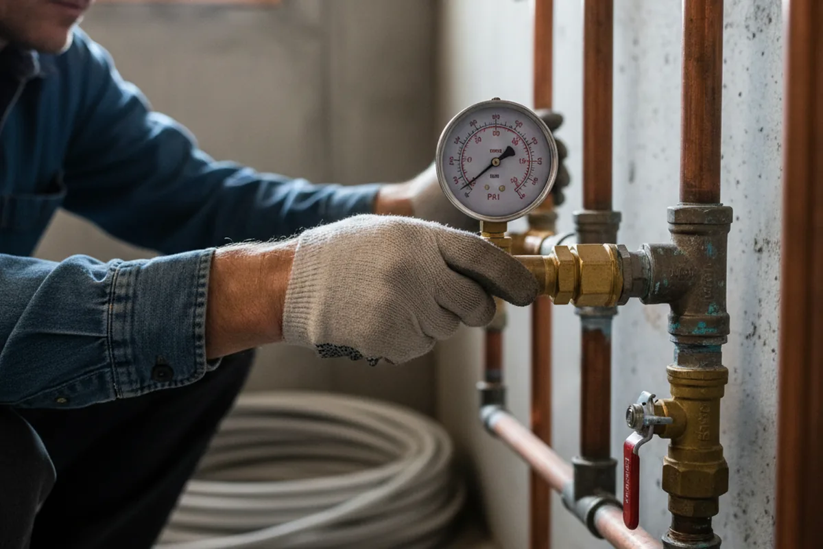 Pressure testing a repaired line during Water Line Repair in Middle Haddam